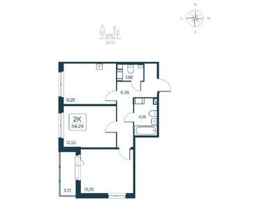 Планировки двухкомнатные в ЖК «Расцветай в Янино»