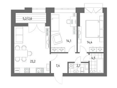 2-комнатная 68.90 кв.м, ЖК «Наука», 21 273 000 руб.