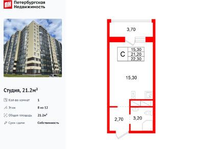 Студия 21.20 кв.м, ЖК «Аннинский парк», 2 703 000 руб.