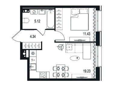 Планировки однокомнатные в ЖК «Остров первых»