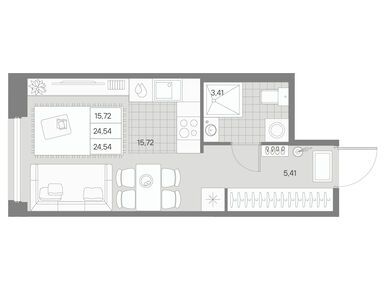 1-комнатная 24.54 кв.м, ЖК AVANT (Авант), 23 920 056 руб.