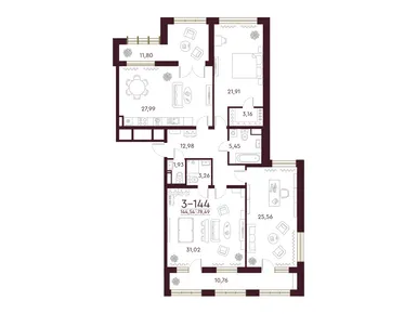 3-комнатная 144.10 кв.м, ЖК Familia (Фамилия), 73 743 288 руб.