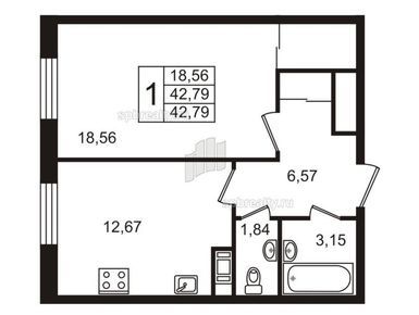 1-комнатная 42.90 кв.м, ЖК «IQ Гатчина», 9 026 160 руб.