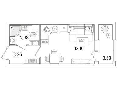 Студия 21.32 кв.м, ЖК «Гранат», 9 928 089 руб.
