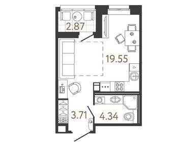 Студия 27.38 кв.м, ЖК «Ультра Сити 3.0», 8 362 594 руб.