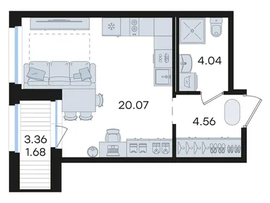 Студия 30.35 кв.м, ЖК «Глоракс Парголово», 6 569 999 руб.