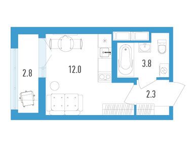 Планировки студии в ЖК AEROCITY (Аэросити)