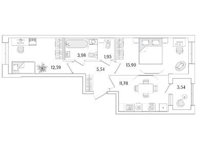 Планировки двухкомнатные в ЖК «Гранат»