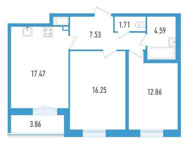 Планировки двухкомнатные в ЖК «Дефанс»