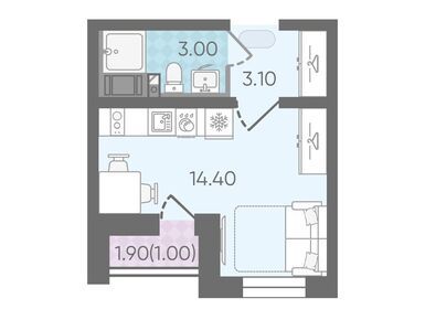 Студия 22.00 кв.м, ЖК «Цветной город», 5 141 400 руб.