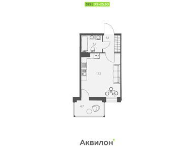 Студия 25.50 кв.м, ЖК «Аквилон Сторис», 6 036 415 руб.