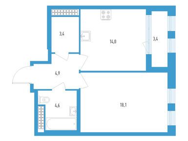 Планировки однокомнатные в ЖК «Дефанс»
