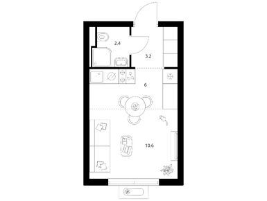 Студия 22.20 кв.м, Янинский лес, 3 980 460 руб.