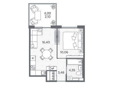 Планировки однокомнатные в ЖК «Plus Пулковский»