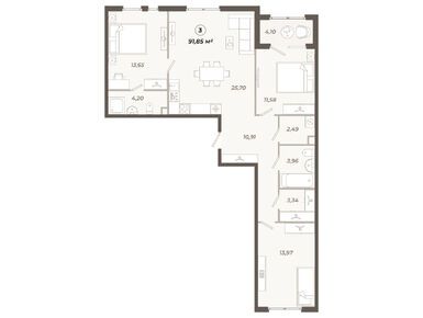 Планировки трехкомнатные в ЖК «Знатный»