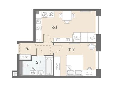 Планировки однокомнатные в ЖК «Большая Охта»