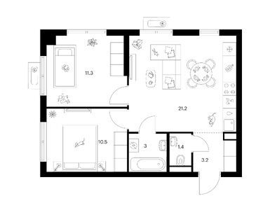 Планировки двухкомнатные в Янинский лес