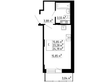 Студия 23.20 кв.м, ЖК Yolkki Village (Ёлки Вилладж), 2 753 840 руб.