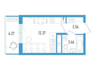 Планировки студии в ЖК AEROCITY (Аэросити)
