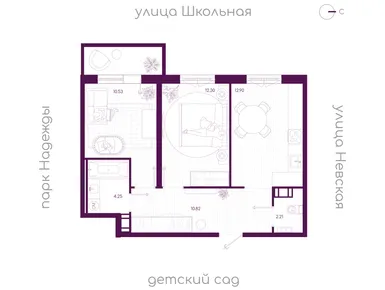 Планировки двухкомнатные в ЖК «Дубровка.Парк»