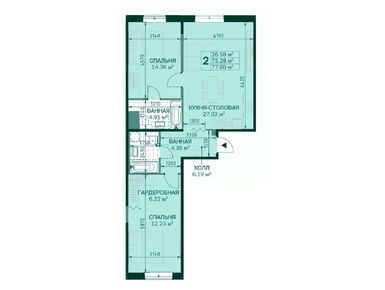 2-комнатная 75.30 кв.м, ЖК Magnifika Residence (Магнифика Резиденс), 29 042 117 руб.