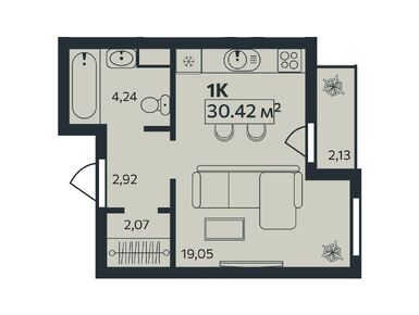 Студия 30.42 кв.м, ЖК «Эдельвейс.Янино», 5 049 060 руб.
