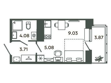 Планировки студии в ЖК «Загляденье»