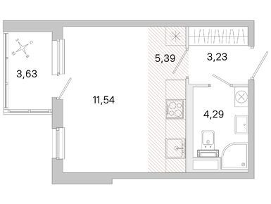 Студия 24.45 кв.м, ЖК «Югтаун», 6 474 360 руб.
