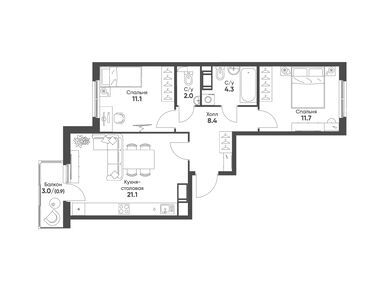 Планировки двухкомнатные в ЖК «Клюква.Парк»