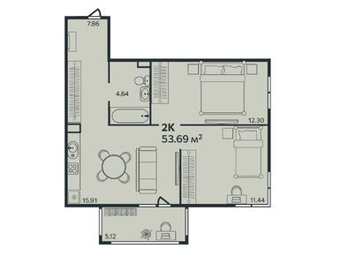 Планировки двухкомнатные в ЖК «Эдельвейс» (Выборг)