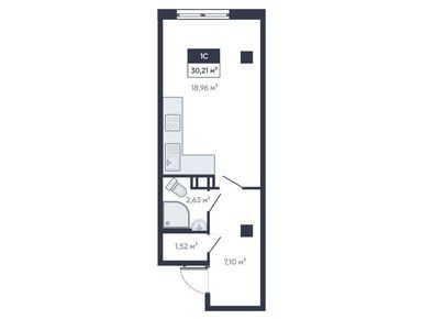 Студия 29.40 кв.м, ЖК «Ромашки», 3 528 000 руб.