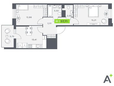 Планировки трехкомнатные в ЖК «Аквилон Stories» (Аквилон Сторис)