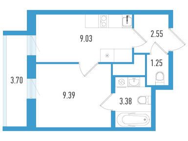 Планировки однокомнатные в ЖК «Южный форт»