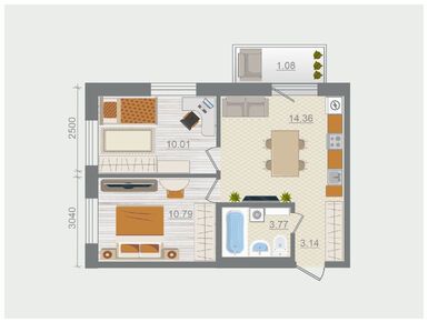 Планировки двухкомнатные в ЖК «Эко-квартал Гармония»