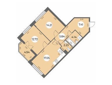 2-комнатная 65.87 кв.м, ЖК «Огни Залива», 17 742 000 руб.
