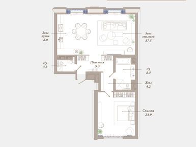 1-комнатная 90.64 кв.м, ЖК «Приоритет», 151 360 000 руб.