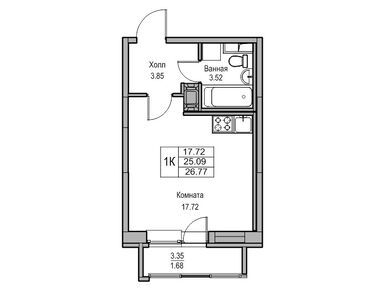 Планировки студии в ЖК «ПАРК-КВАРТАЛ Юнтолово»
