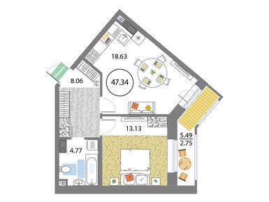Планировки двухкомнатные в ЖК Modum (Модум)