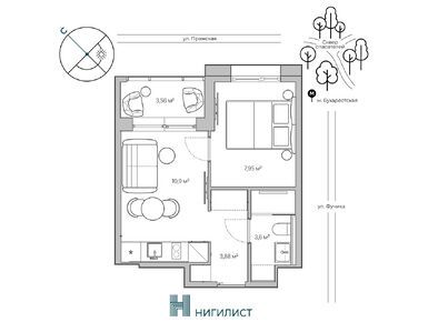 Планировки однокомнатные в ЖК «Нигилист»