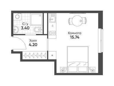 Студия 23.34 кв.м, Avenue Apart Pulkovo, 7 589 249 руб.