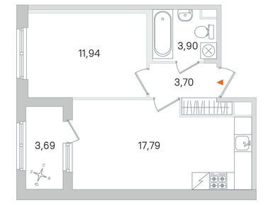 1-комнатная 37.33 кв.м, ЖК «Дубровский», 9 049 576 руб.