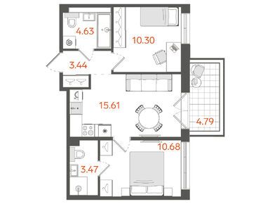 Планировки двухкомнатные в ЖК «STAVNI Обводный» («Ставни Обводный»)