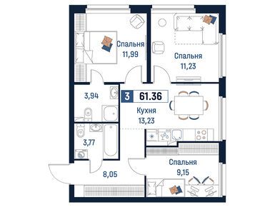 Планировки трехкомнатные в ЖК «Максималист»