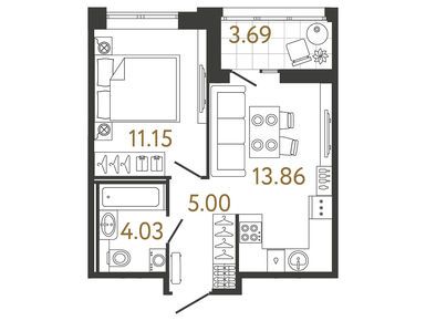 Планировки однокомнатные в ЖК Ultra City 3.0 (Ультра Сити 3.0)