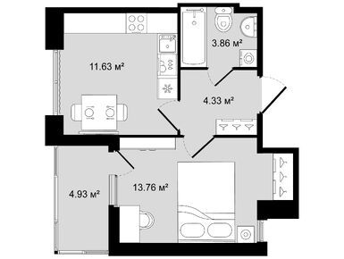 Планировки однокомнатные в Клубный дом № 8