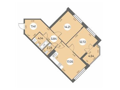 2-комнатная 65.87 кв.м, ЖК «Огни Залива», 17 320 000 руб.