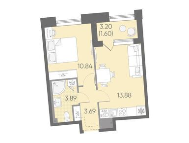 Планировки однокомнатные в ЖК «Бульвар Грина»
