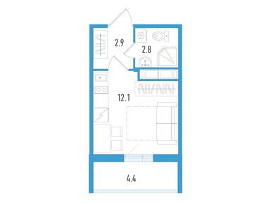 Планировки студии в ЖК AEROCITY (Аэросити)