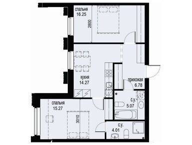 2-комнатная 61.65 кв.м, ЖК ID Moskovskiy (Айди Московский), 25 276 500 руб.