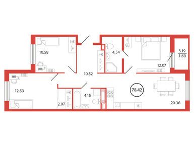 Планировки трехкомнатные в ЖК «Энфилд»